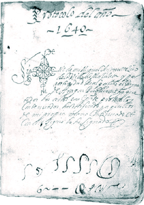 ピラールの 1640 年 4 月 2 日にミゲル・アンドリューによって公証された、カランダの奇跡を証明するオリジナルの文書